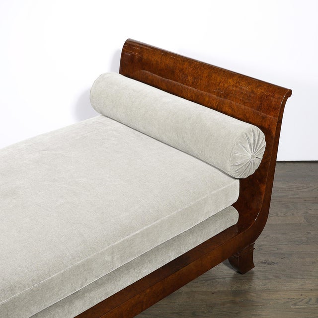 Art Deco Lupe De Amboyna Wood & Taupe Mohair Upholstery Daybed Attr. Jules Leleu For Sale - Image 16 of 18