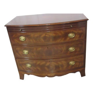 1980s White Bowfront Chest Mahogany Banded Amazing Server Silver Chest For Sale