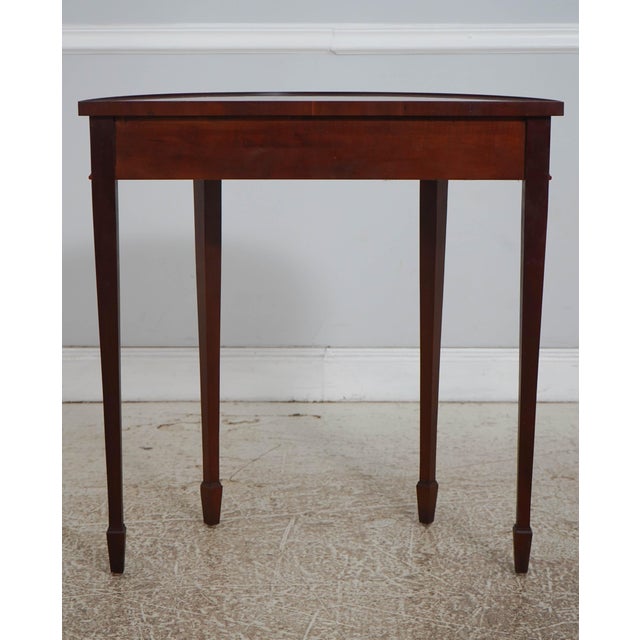 Hekman Mahogany Inlaid Demilune Table For Sale - Image 11 of 12