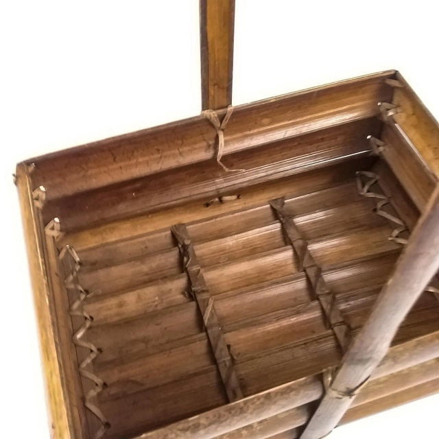 Camel 1950s Structured Bamboo Basket For Sale - Image 8 of 13