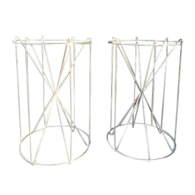 Metal Attributed to Verner Panton Mid Century Modern Hollywood Regency Chrome Wire Side Table Base, 1960s, a Pair For Sale - Image 7 of 13