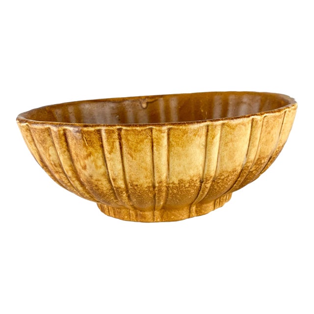 Vintage Mid Century Drippy Glaze Haeger Orange Brown Ceramic Pottery Planter For Sale