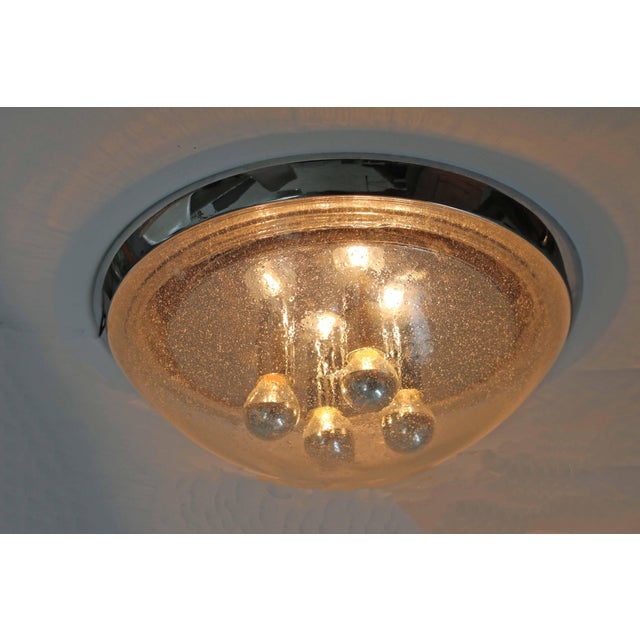 Space Age Ice Bubble Glass Ceiling Lamp from Hillebrand Leuchten, 1970s For Sale - Image 6 of 7