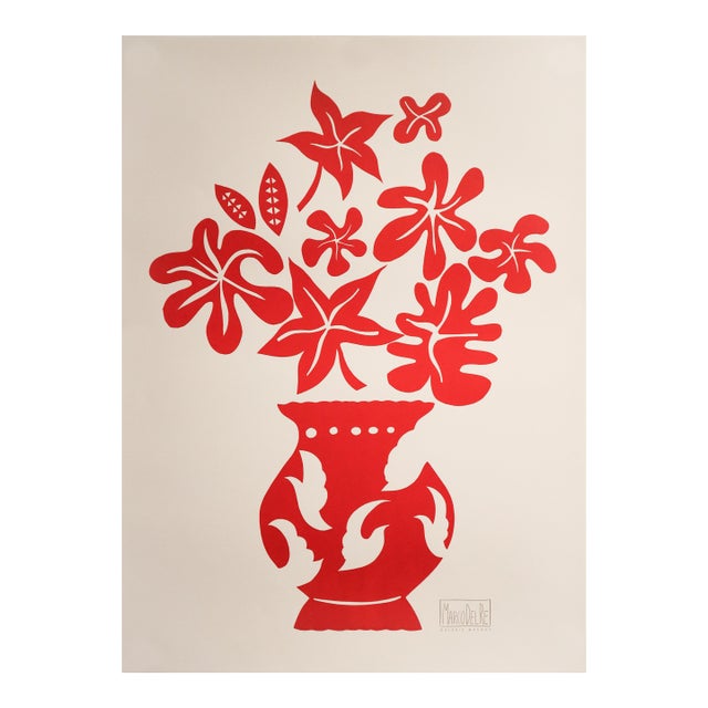 2008 Italian Art Poster, Vase Iv, Red - Marco Del Re For Sale