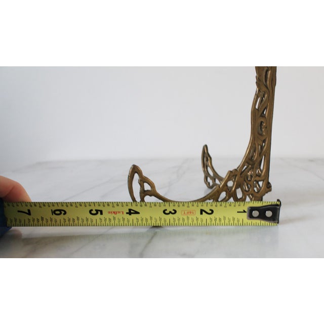 Brass Vintage Brass Easel Filigree Tabletop Picture or Plate Holder For Sale - Image 8 of 9