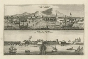 Nieuhof, Illustration of a View on the City & Castle of Batavia Jakarta, Indonesia, 1668, Print