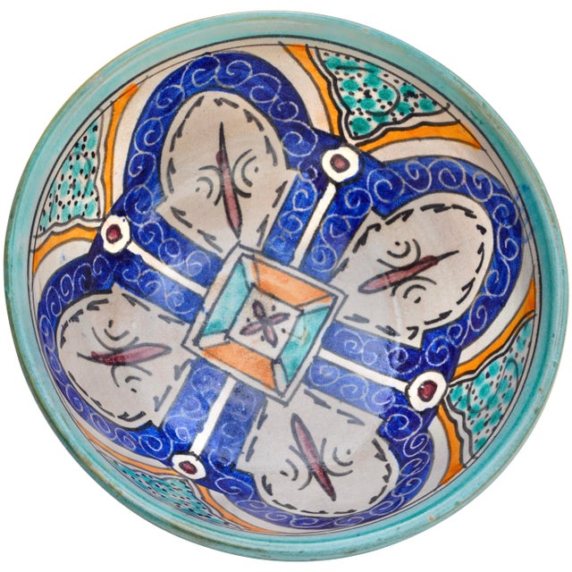 Mid 20th Century Handmade Ceramic Bowl With Colorful Andalusian Motif For Sale - Image 4 of 9