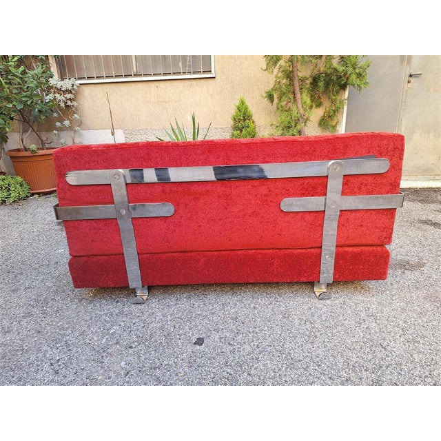 Fasce Cromate Sofa in Red Fabric by Luigi Caccia Dominioni for Azucena, 1960s For Sale - Image 14 of 18