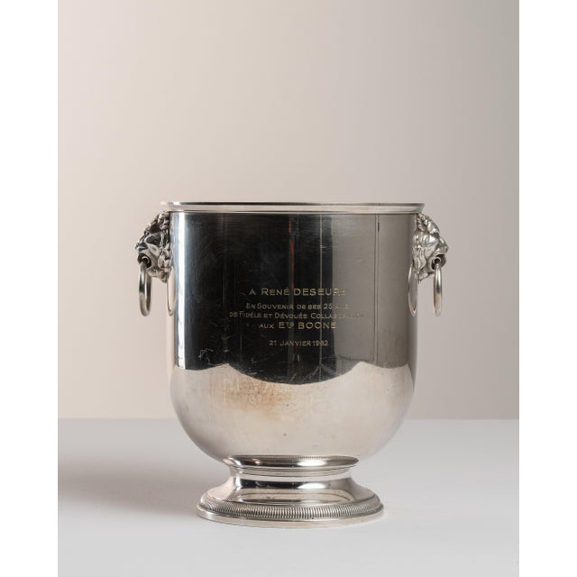 Mid 20th Century France Hollywood Regency Silver Metal Ice Bucket For Sale - Image 13 of 14