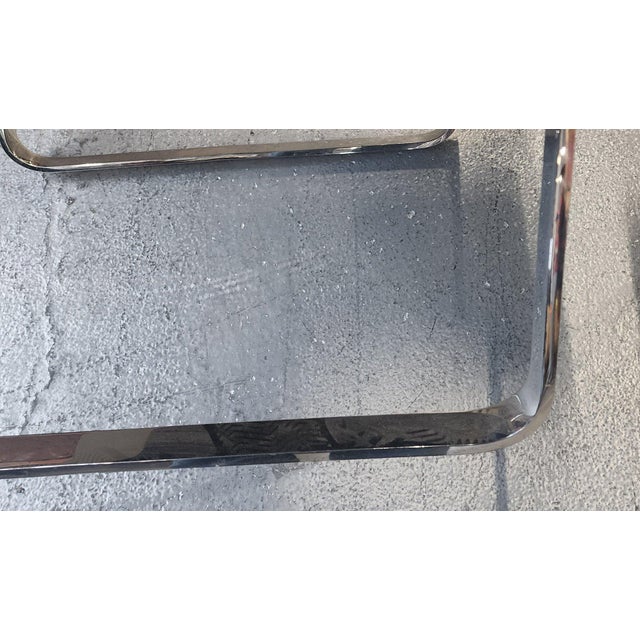 White Pair Charles Gibilterra for Brueton Stainless Steel & Leather Dining Room Chairs, 1970s For Sale - Image 8 of 10