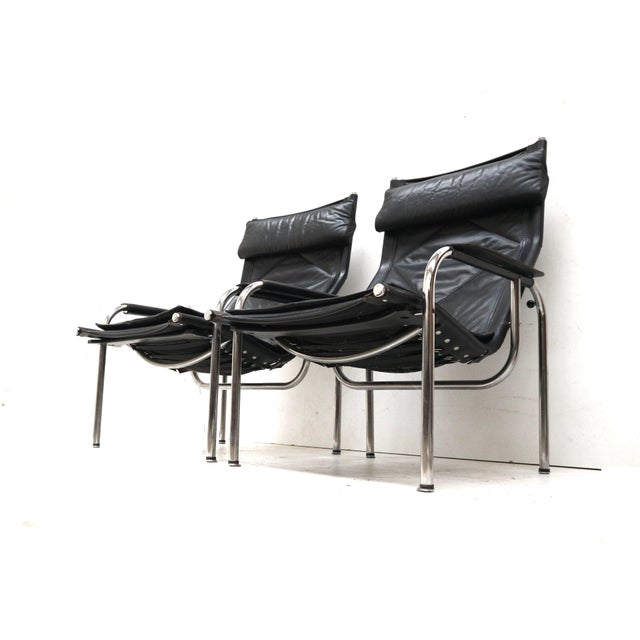 Mid-Century Modern Vintage Black Leather Chair by Hans Eichenberger For Sale - Image 3 of 18