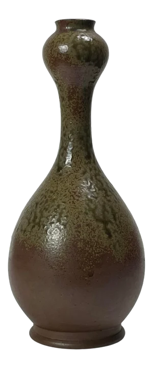 Vintage Chinese Garlic Head Drip Glaze Ceramic Vase, Stamped