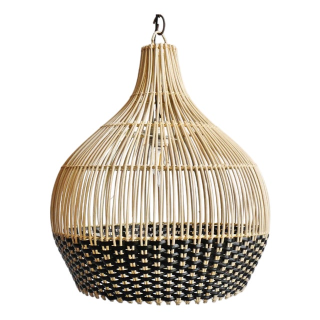 Modern Wicker Tux Gourd Pendant Light Small For Sale
