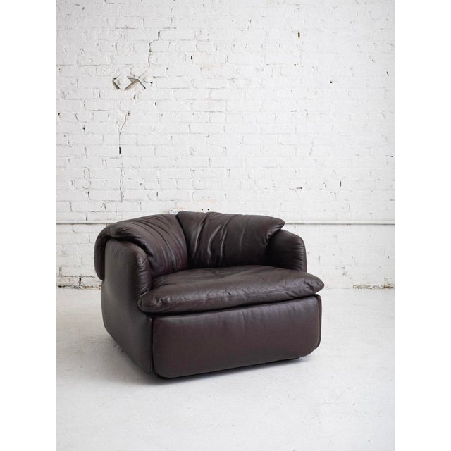 Brown leather armchair by Alberto Rosselli for Saporiti's Confidential collection. Matching sofa available, sold...