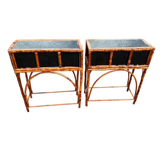 Late 20th Century Pair Rattan Planters For Sale - Image 13 of 18