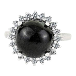 Antique Style Black Star Statement Ring With Sparkling Halo Zircons Size 7