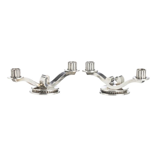 Art Deco Silver Candelabras, Set of 2 For Sale