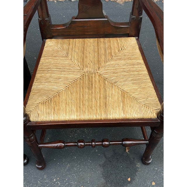 Rustic 18th Century Inspired English Country Armchairs - A Pair For Sale - Image 9 of 12