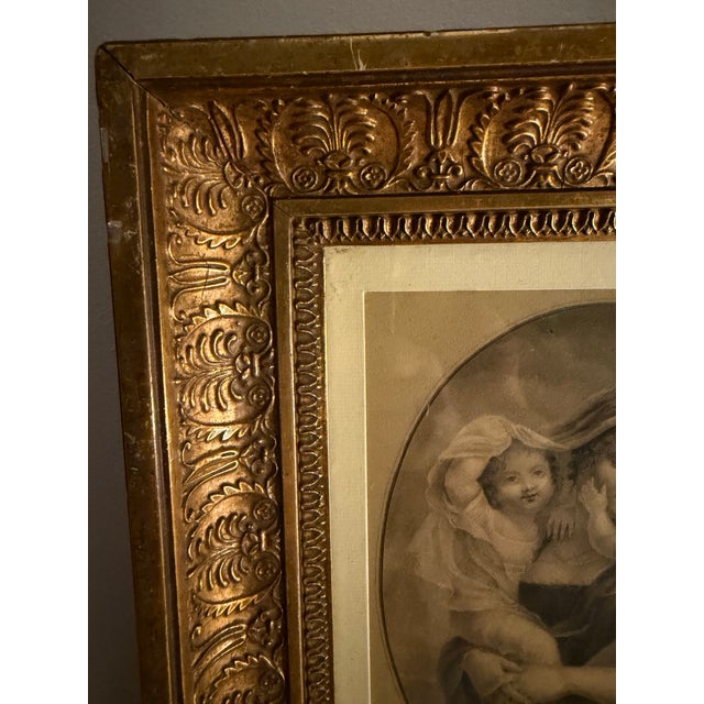 Stunning 1833 Drawing of Mother & Children Signed "Aline Regnault" in Antique Gilt Frame For Sale - Image 9 of 12