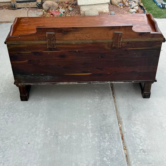 Antique Walnut Spanish Revival Ed Roos Cedar Chest For Sale - Image 10 of 12