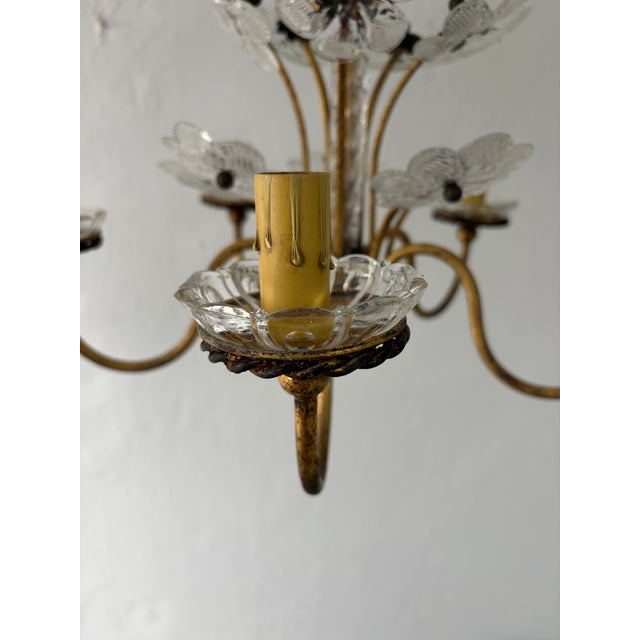 French Maison Bagues Style Murano Flowers Crystal Chandelier Rare C 1950 For Sale - Image 6 of 12