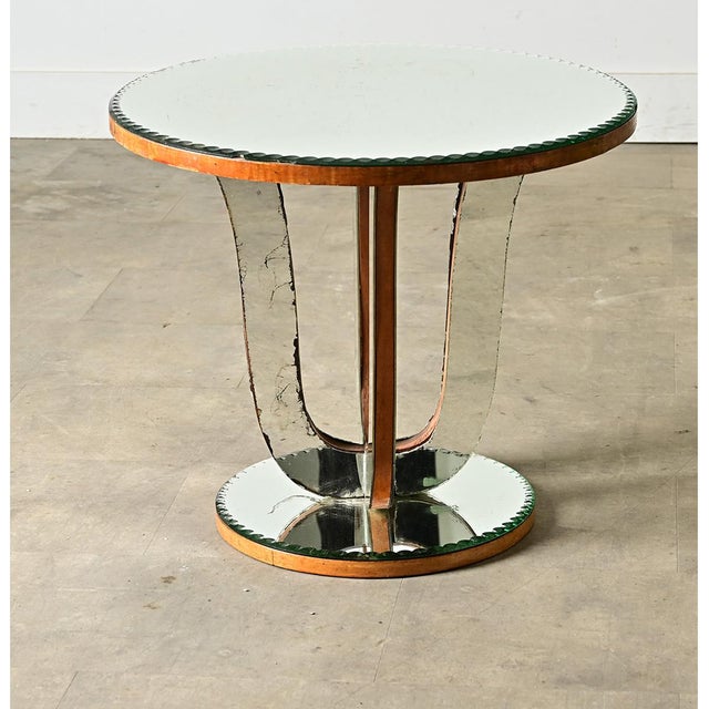 Mid 20th Century French Vintage Mirrored Gueridon Side Table For Sale - Image 5 of 9