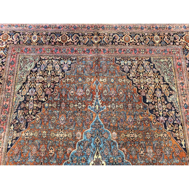 Vintage Persian Bibikabad Rug, Hand-Knotted Wool, Herati Geometric Pattern, Rust Red & Blue, 9x12 For Sale - Image 11 of 18