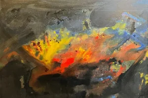 Jos De Cock, Night's Glimmer, Oil on Canvas, 1963