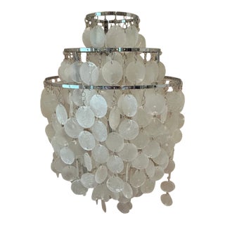 Organic Modern Verner Panton Style Capiz Shell & Chrome Floor Lamp For Sale