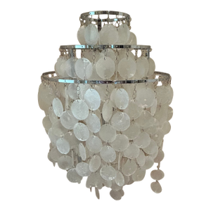 Organic Modern Verner Panton Style Capiz Shell & Chrome Floor Lamp