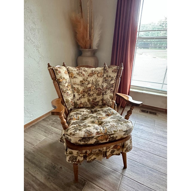 American Vintage Tell City “Andover” Colonial Revival Solid Maple Glider Living Room Suite – Sofa, Lounge Chairs & Rocker For Sale - Image 3 of 7