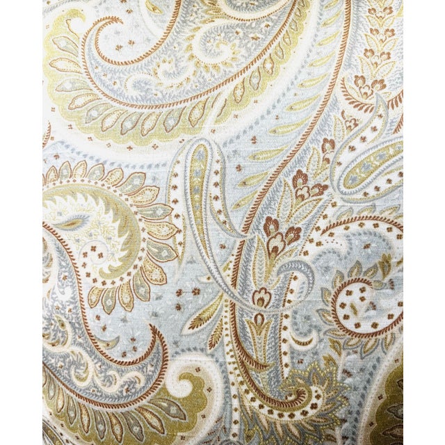 Late 20th Century Square Chartreuse Green Paisley Design Custom Silk Pillow With Piping For Sale - Image 5 of 5