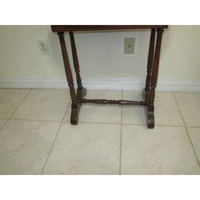 Wood Vintage Colonial Style Wood Accent Table Dark Tone For Sale - Image 7 of 10