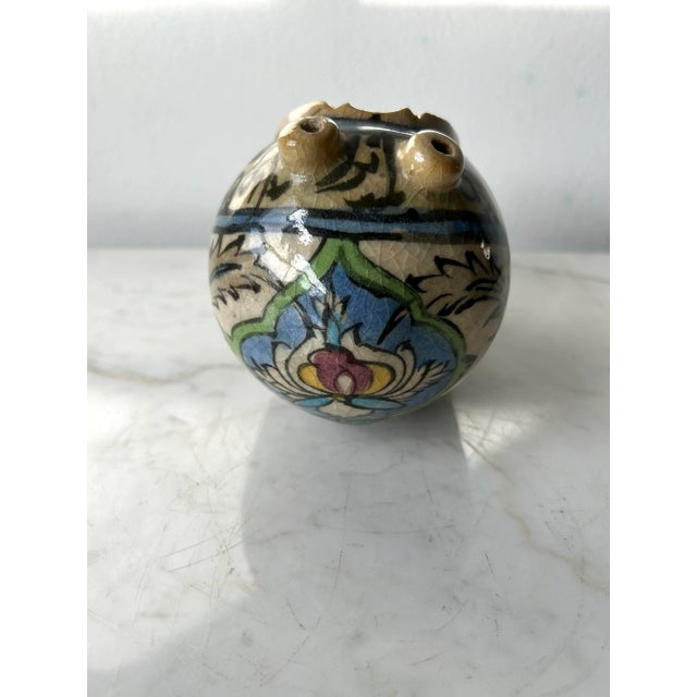 Mid 19th Century Early 19th Century Qajar Stonepaste Kashkul Persian Begger's Bowl For Sale - Image 5 of 10