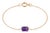 Natural Amethyst East West Solitaire Bracelet | Purple Gemstone Bracelet | 18k Gold Plated Silver Chain Bracelet For Sale