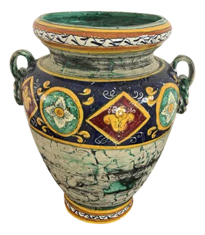 Decorated Sicilian Ceramic Umbrella Stand from Santo Stefano Di Camastra, 1980s