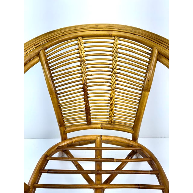 Vintage Bent Bamboo & Rattan Lounge Chair in the Style of Franco Albini For Sale In Little Rock - Image 6 of 13