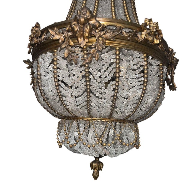 19th Century French Bronze and Beaded Chandelier For Sale - Image 9 of 9