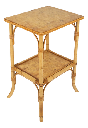 Mid-Century Rattan and Bamboo Side Table in the style of Vivai del Sud, Italy, 1970s