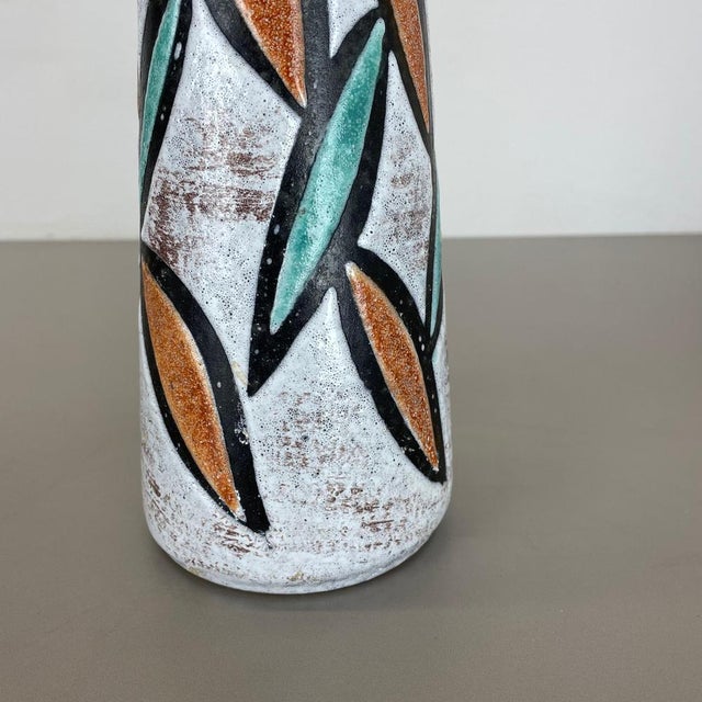 Fat Lava Multi-Color Floral Europ Line Vase from Scheurich, Germany, 1970s For Sale - Image 14 of 18