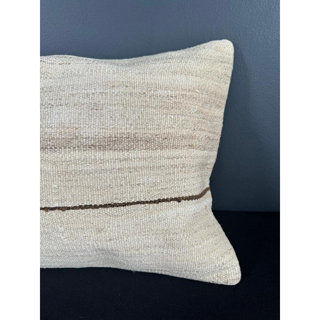 Turkish Hemp Pillow Cushion Natural Beige Brown Pillow Cushion Cover 16" x 24" For Sale - Image 4 of 4