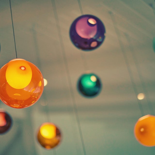 ICONIC Bocci 28 light fixture! Each hand blown globe hangs individually, giving the ability to configure any pattern...