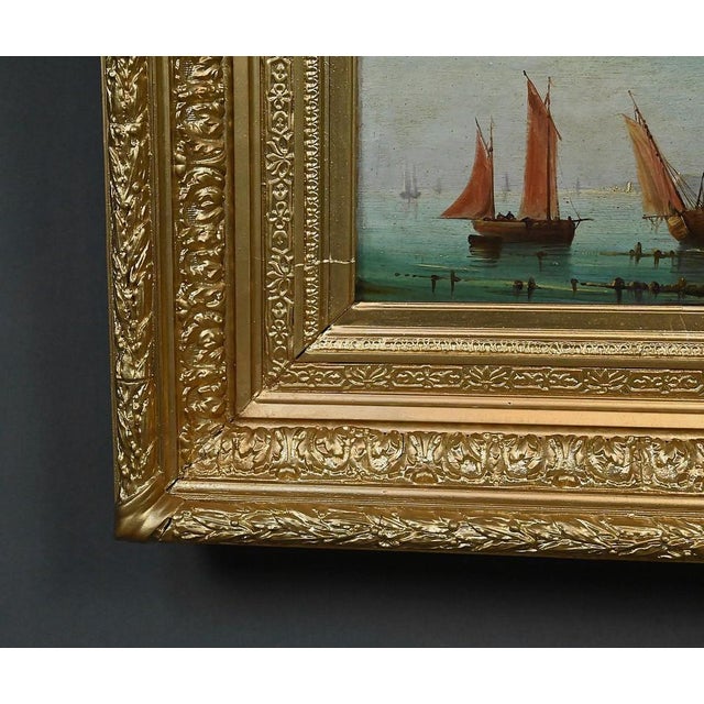 French School Artist, Sailboats on the Mediterranean, Oil on Panel, 19th Century, Framed For Sale - Image 14 of 18