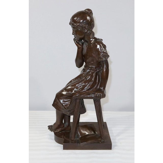 A. Massoulle, Jeune fille assise, Late 1800s, Bronze For Sale - Image 4 of 18