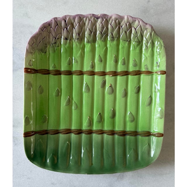Set of 3 Vintage Italian Majolica Asparagus Plates For Sale - Image 4 of 10