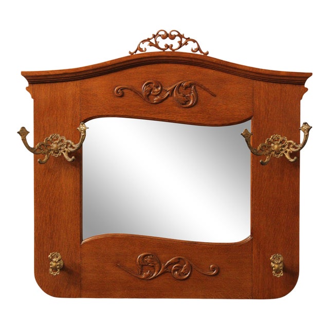 Antique Victorian Oak Hall Tree Wall Mirror Chairish