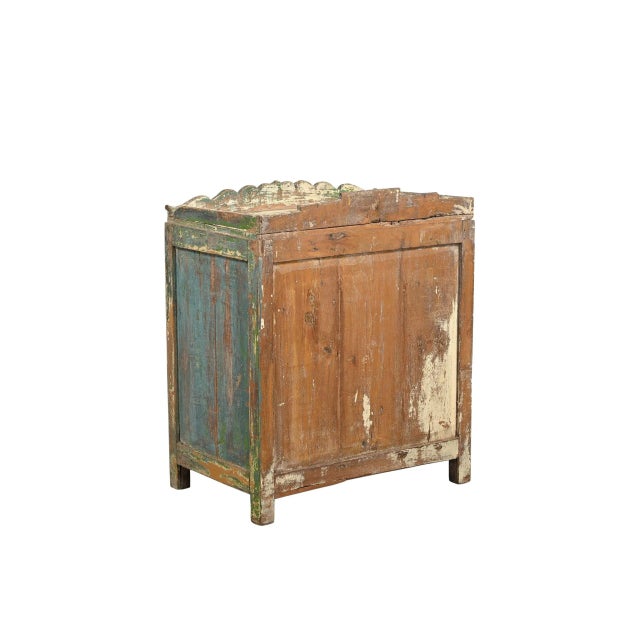 1950s Vintage Indian Painted Teakwood Small Bookcase/Night Stand For Sale - Image 5 of 5