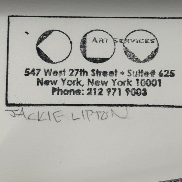 An original abstract mixed media painting on paper by New York artist Jackie Lipton. Energetic black lines move across...