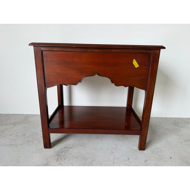 Vintage Baker Furniture Milling Road Chippendale Style 3 Drawer Nightstand For Sale - Image 10 of 12
