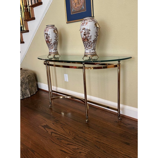 1970s 1970s Italian Made LaBarge Brass Console Table For Sale - Image 5 of 7